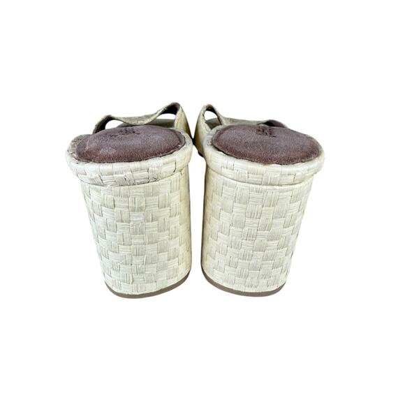Jeffrey Campbell Woven Ivory Block Heel Mules Slides Sandals Size 7 - Picture 7 of 8